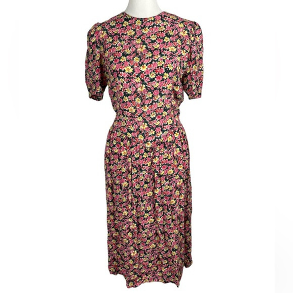 Vintage Dresses & Skirts - Vintage ILGWU Floral Karin Stevens by Steven Stoller Midi Dress Cottage Core sz8